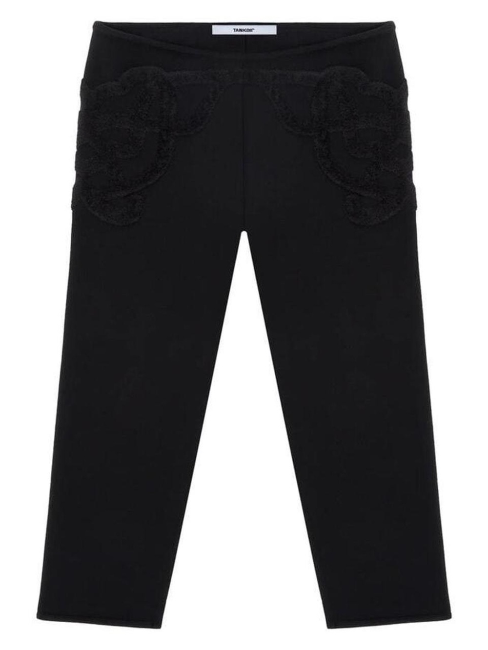 TANK AIR Black Embroidered Ponte Crop Pants